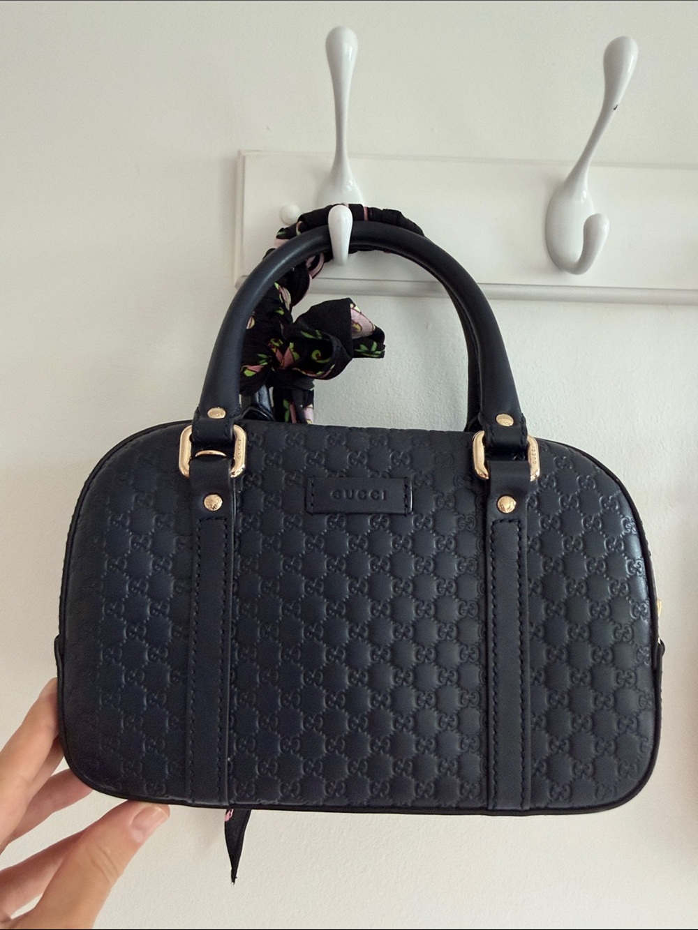 Gucci Microguccissima Navy Leather Small Boston Crossbody Bag + Rockins Twilly